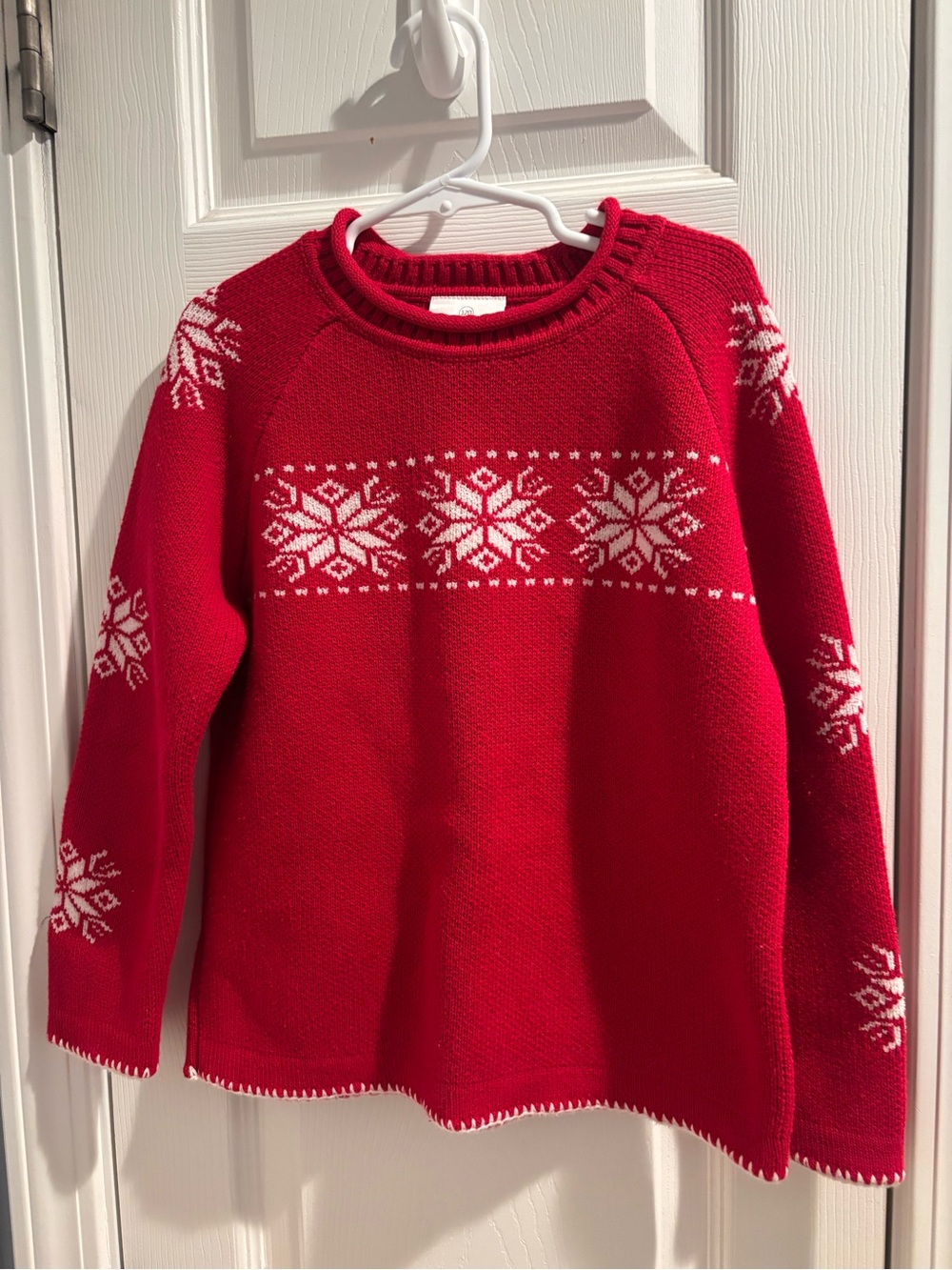 Hanna Andersson Red Snowflake Knit Sweater Size 6/7